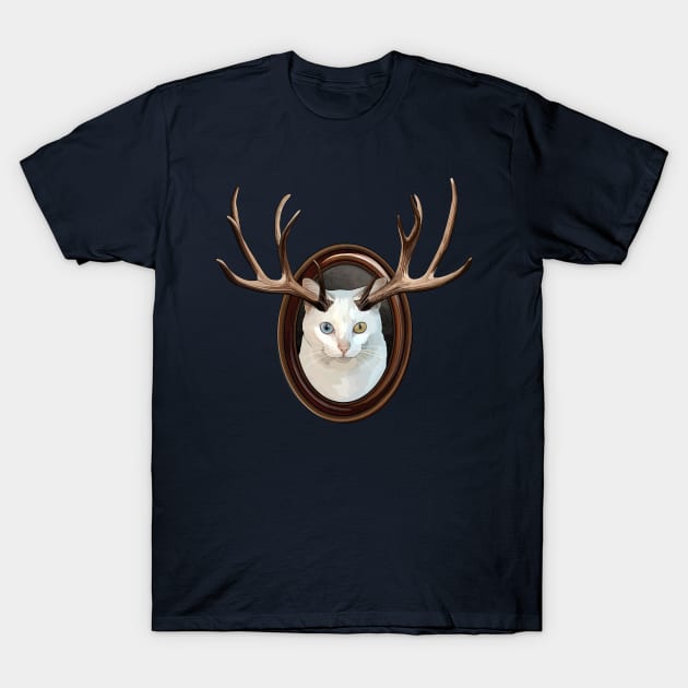 White Catalope Portrait in Wooden Frame T-Shirt by CarleahUnique